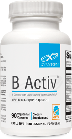 XYMOGEN B Activ Vitamin B Complex with Benfotiamine, Methylfolate, Biotin, Vitamin B6 - Energy Supplements Vitamin B12 (Methylcobalamin b12) - Adrenal Support + Mood Support Supplement (90 Capsules)