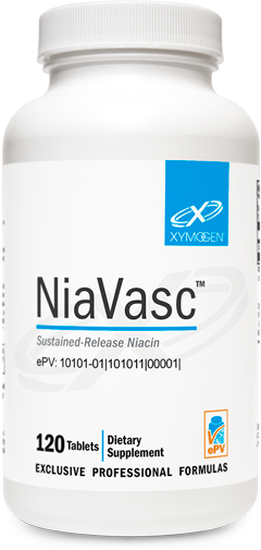 XYMOGEN NiaVasc Niacin 500mg - Sustained-Release Niacin for a Lesser Flushing Effect - Supports The Maintenance of Healthy Blood Lipids (120 Time-Release Tablets)