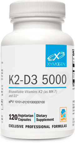 XYMOGEN K2-D3 5000 - Vitamin D3 K2 - Bioavailable Vitamin D 5000 IU (Cholecalciferol) with Vitamin K2 MK-7 - Heart, Arterial, Bone Health + Immune Support Supplement (120 Capsules)