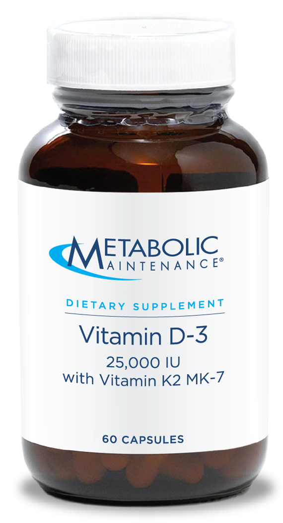 Metabolic Maintenance - Vitamin D-3-25,000 IU + K2, High Potency + Easier Absorption, 6