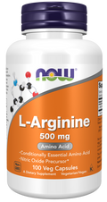NOW Foods L-Arginine 500 mg Veg Capsules, 100 Count
