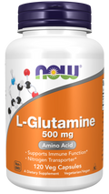 NOW Foods L-Glutamine 500 mg Veg Capsules, 120 Count