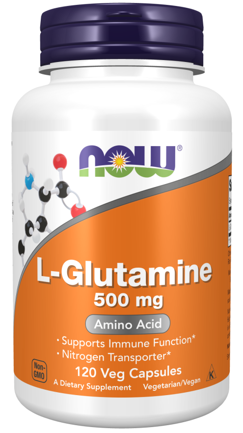 NOW Foods L-Glutamine 500 mg Veg Capsules, 120 Count