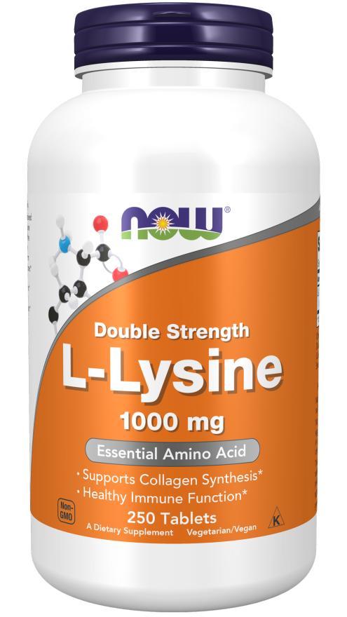NOW Foods L-Lysine, Double Strength 1000 mg Tablets, 250 Count