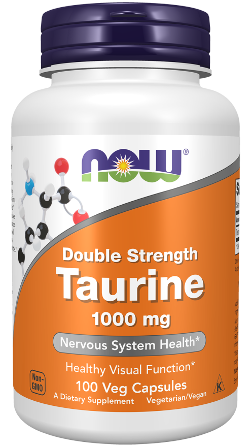NOW Foods Taurine, Double Strength 1000 mg Veg Capsules, 100 Count