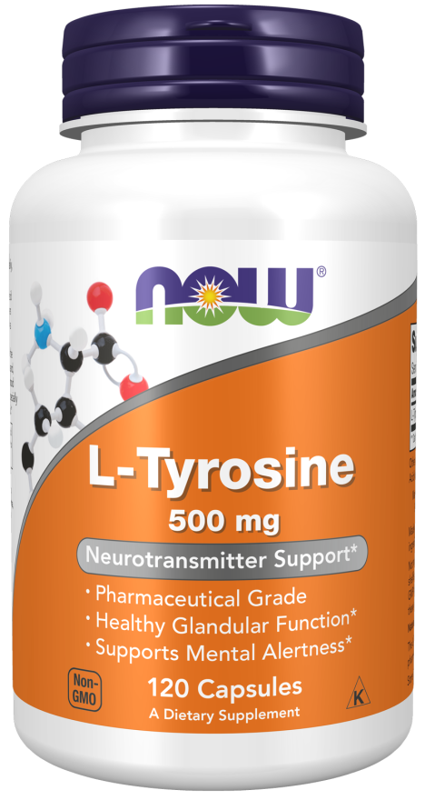 NOW Foods L-Tyrosine 500 mg Capsules, 120 Count
