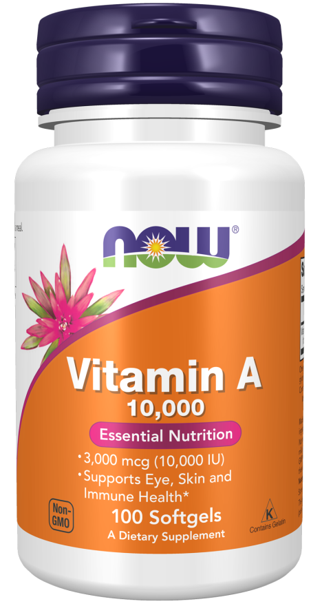 NOW Foods Vitamin A 10,000 IU Softgels, 100 Count