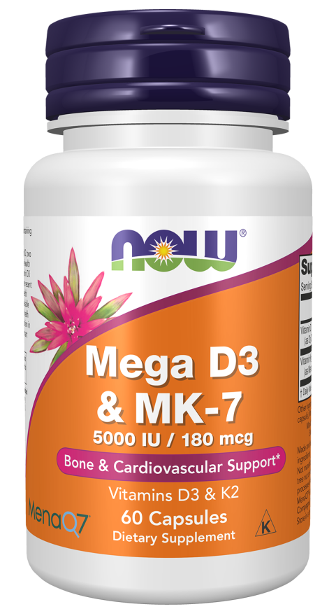 NOW Foods Mega D-3 & MK-7 Capsules, 60 Count