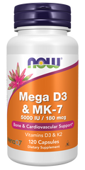 NOW Foods Mega D-3 & MK-7 Capsules, 120 Count