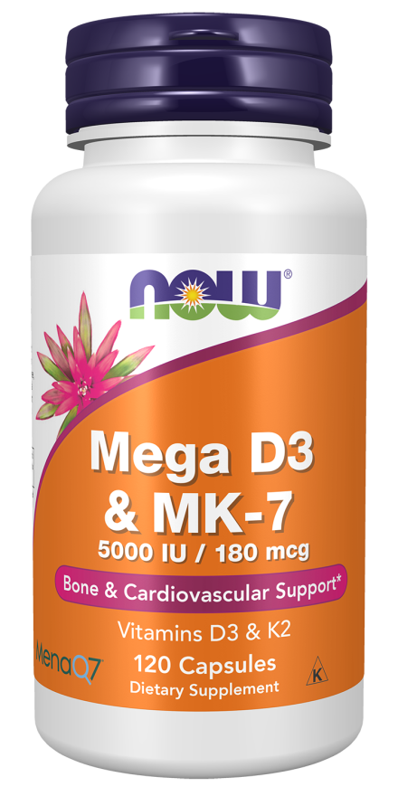 NOW Foods Mega D-3 & MK-7 Capsules, 120 Count