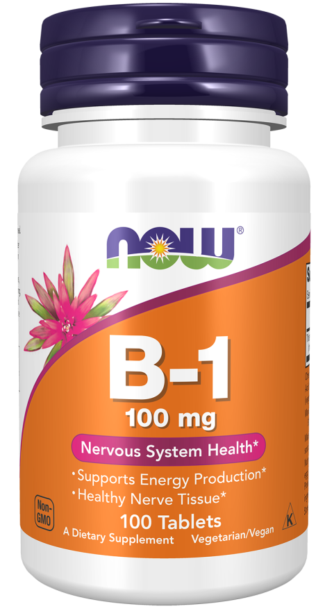 NOW Foods Vitamin B-1 100 mg Tablets, 100 Count