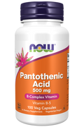 NOW Foods Pantothenic Acid 500 mg Veg Capsules, 100 Count