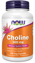 NOW Foods Choline 300 mg Veg Capsules, 100 Count