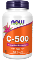 NOW Foods Vitamin C-500 Tablets with Rose Hips, 250 Count