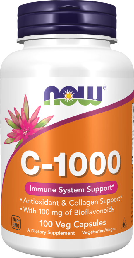 NOW Foods Vitamin C-1000 Veg Capsules with Bioflavonoids, 100 Count