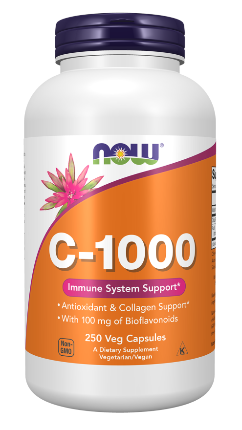NOW Foods Vitamin C-1000 Veg Capsules with Bioflavonoids, 250 Count