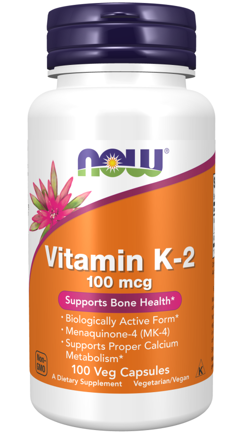 NOW Foods Vitamin K-2 100 mcg Veg Capsules, 100 Count