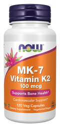 NOW Foods MK-7 Vitamin K-2 100 mcg Veg Capsules, 120 Count