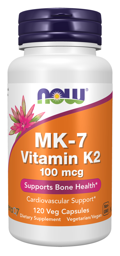 NOW Foods MK-7 Vitamin K-2 100 mcg Veg Capsules, 120 Count