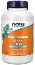 NOW Foods Magnesium 400 mg Veg Capsules, 180 Count