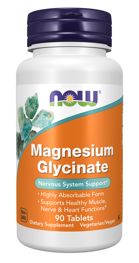 NOW Foods Magnesium Glycinate Tablets, 90 Count