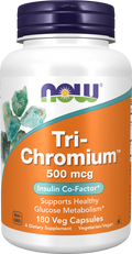 NOW Foods Tri-Chromium 500 mcg with Cinnamon Veg Capsules, 180 Count