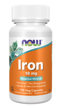 NOW Foods Iron 18 mg (Ferrochel) Veg Capsules, 120 Count