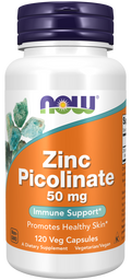 NOW Foods Zinc Picolinate 50 mg Veg Capsules, 120 Count