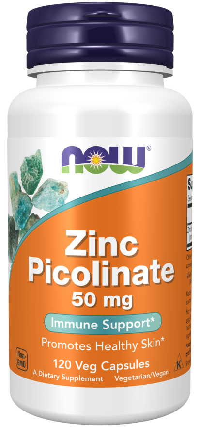 NOW Foods Zinc Picolinate 50 mg Veg Capsules, 120 Count
