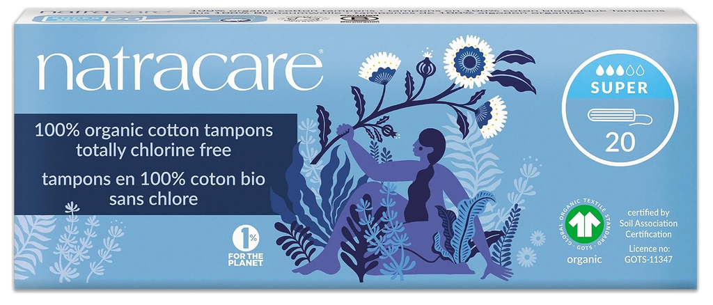 Super Non-Applicator Organic Cotton Tampons (20 Count) - 1 Pack