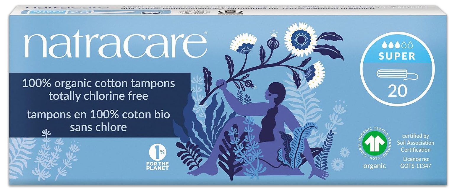 Super Non-Applicator Organic Cotton Tampons (20 Count) - 1 Pack