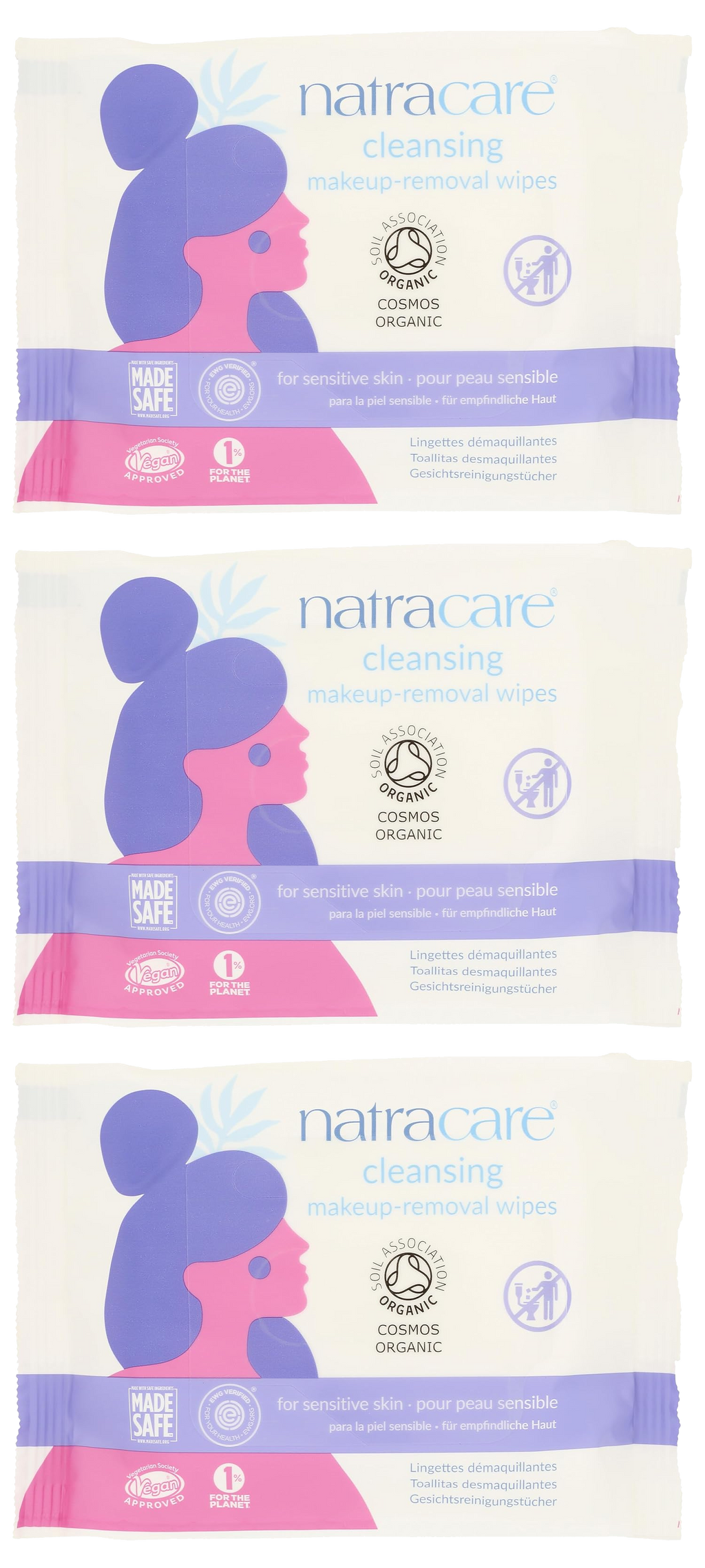 Organic Cleansing Makeup Remover Wipes - 3 Pack
