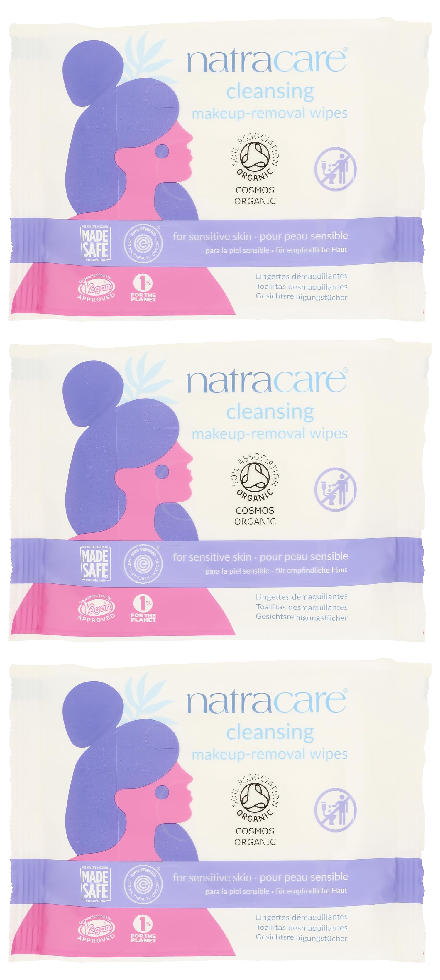 Organic Cleansing Makeup Remover Wipes - 3 Pack