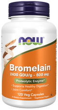 NOW Foods Bromelain 500 mg (2,400 GDU) Veg Capsules, 120 Count