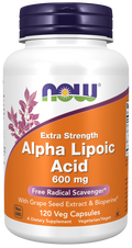 NOW Foods Alpha Lipoic Acid, Extra Strength 600 mg Veg Capsules, 120 Count