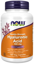 NOW Foods Hyaluronic Acid, Double Strength 100 mg Veg Capsules, 120 Count