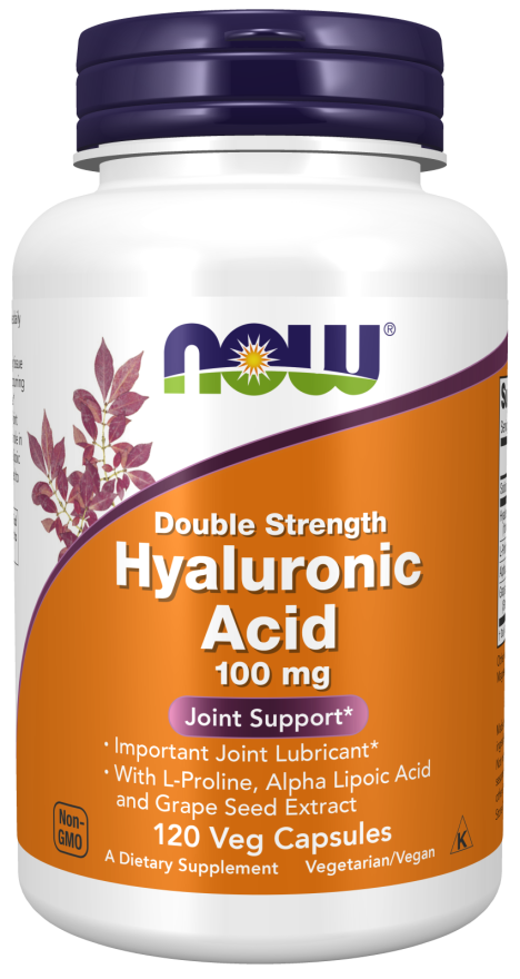 NOW Foods Hyaluronic Acid, Double Strength 100 mg Veg Capsules, 120 Count