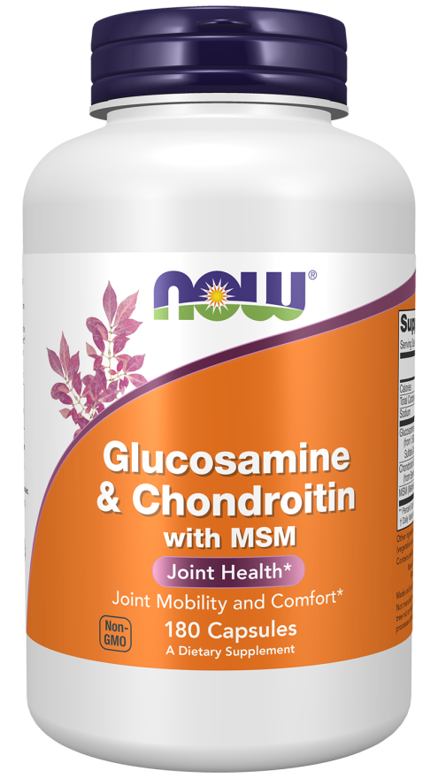 NOW Foods Glucosamine & Chondroitin with MSM Veg Capsules, 180 Count