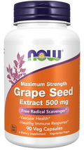 NOW Foods Grape Seed Extract, Maximum Strength 500 mg Veg Capsules, 90 Count