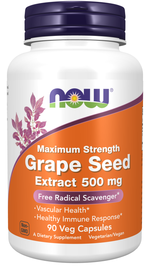 NOW Foods Grape Seed Extract, Maximum Strength 500 mg Veg Capsules, 90 Count