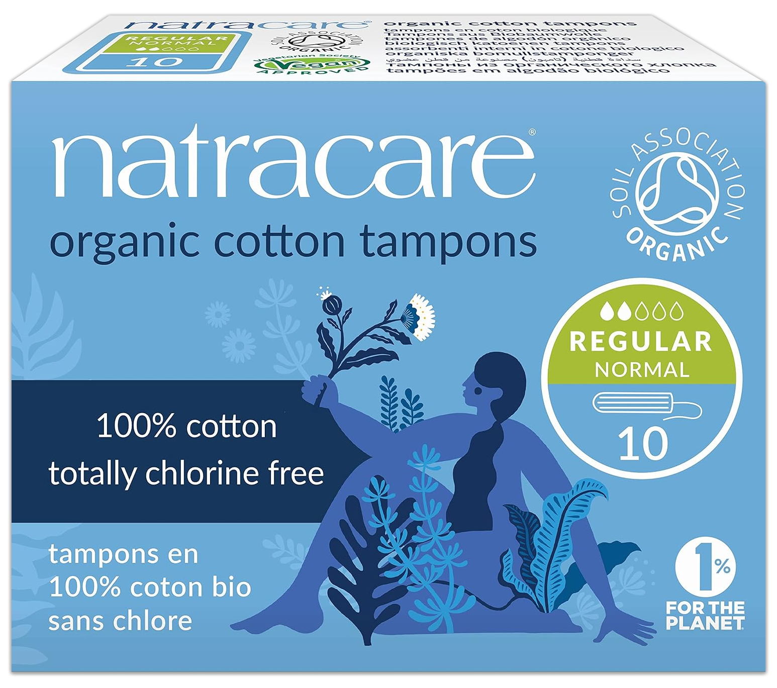 Regular Non-Applicator Organic Cotton Tampons (10 Count) - 1 Pack