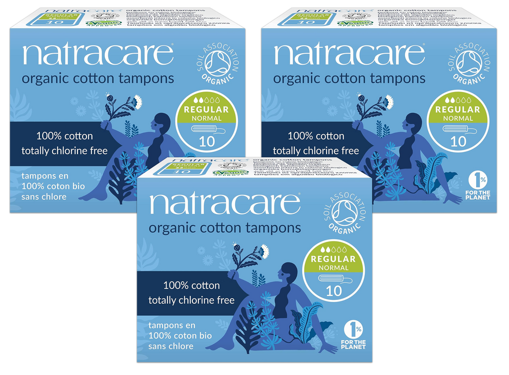 Regular Non-Applicator Organic Cotton Tampons (10 Count) - 3 Pack