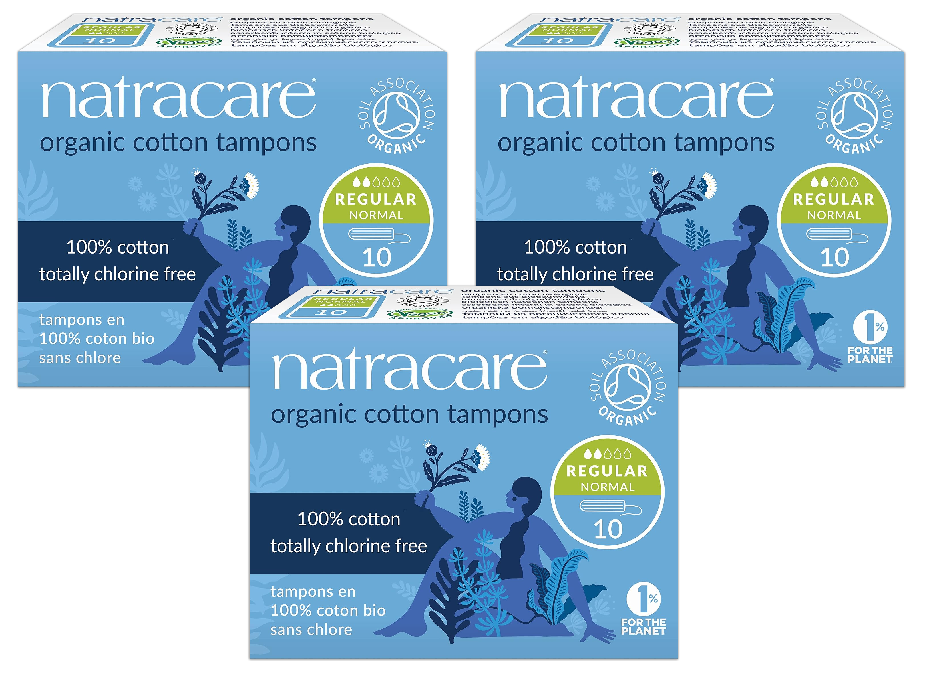 Regular Non-Applicator Organic Cotton Tampons (10 Count) - 3 Pack