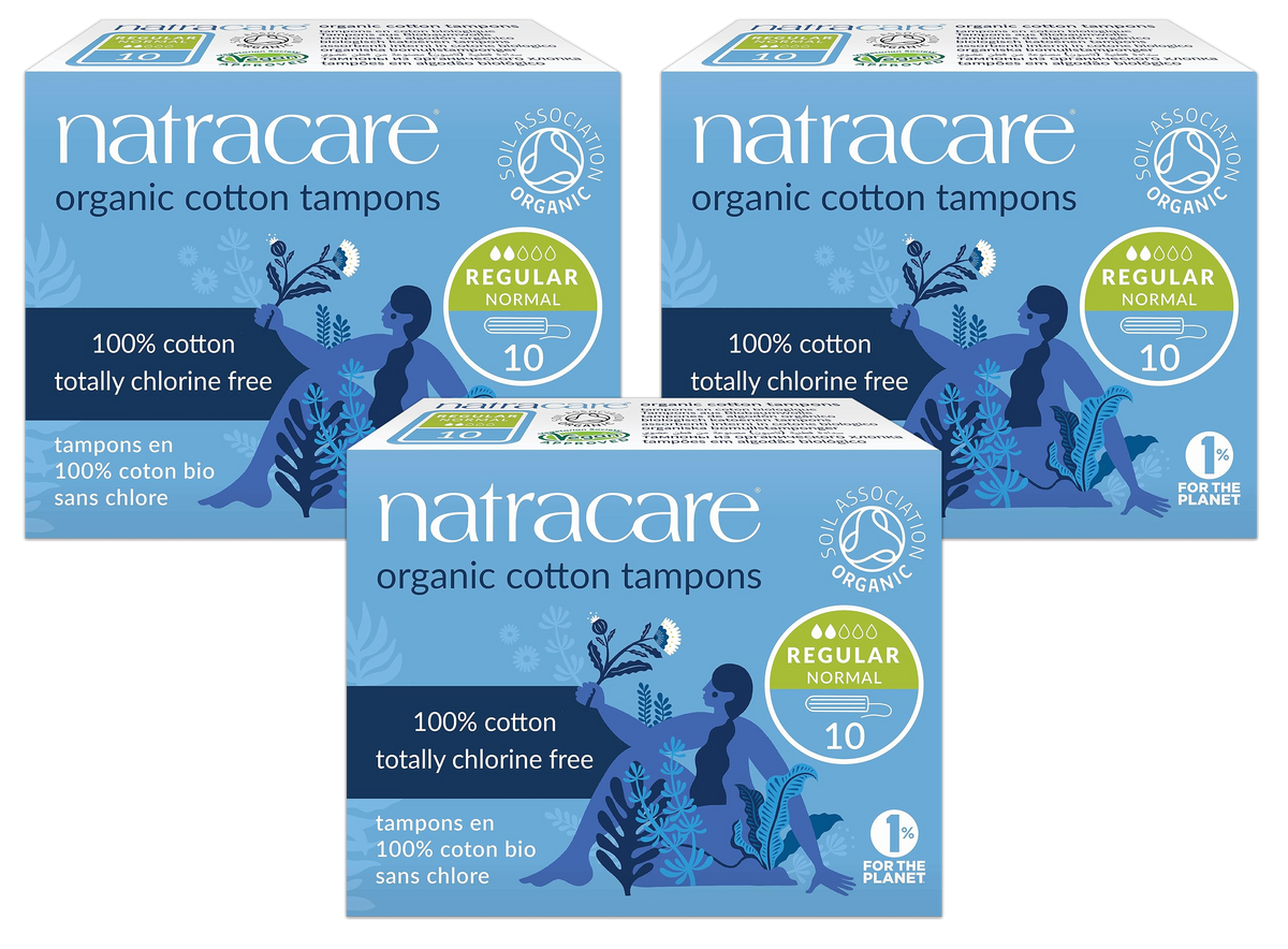 Regular Non-Applicator Organic Cotton Tampons (10 Count) - 3 Pack