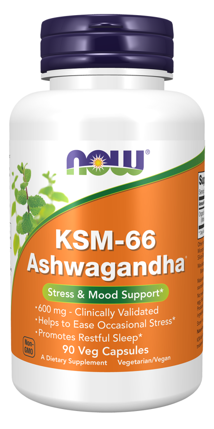 NOW Foods KSM-66 Ashwagandha 600 mg Veg Capsules, 90 Count