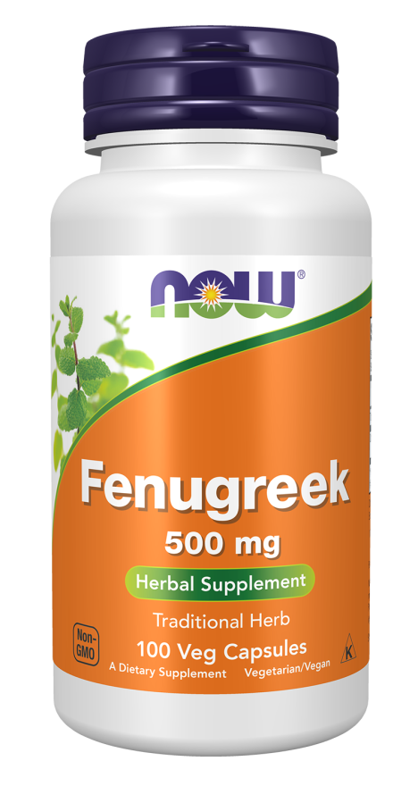 NOW Foods Fenugreek 500 mg Veg Capsules, 100 Count