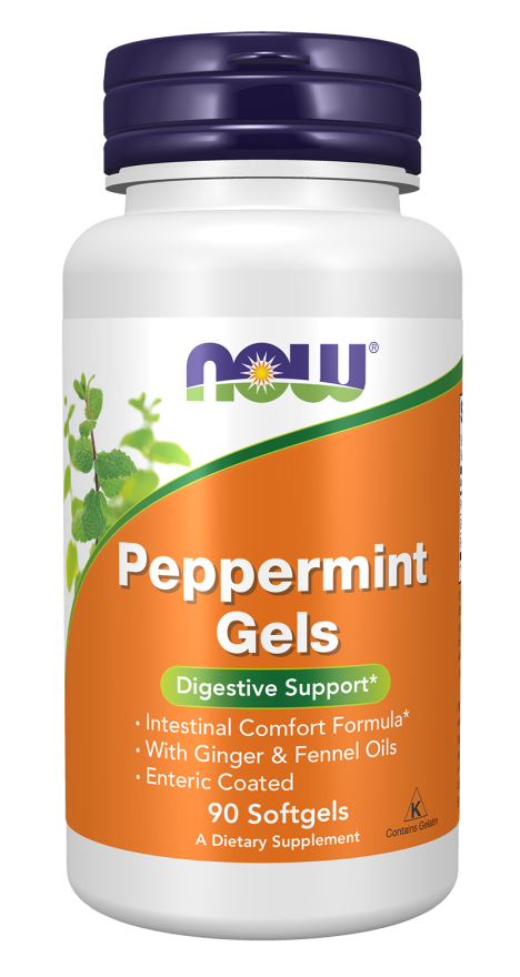 NOW Foods Peppermint Gels Enteric Coated Softgels, 90 Count