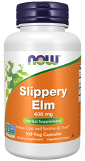 NOW Foods Slippery Elm 400 mg Veg Capsules, 100 Count