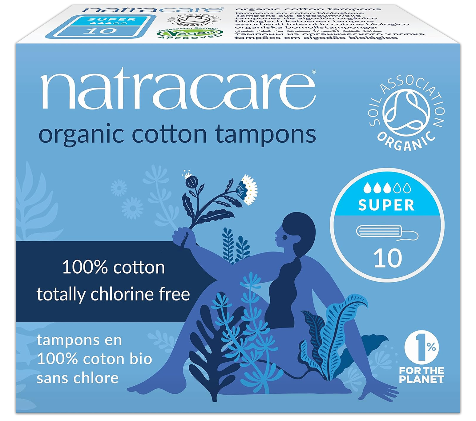 Super Non-Applicator Organic Cotton Tampons (10 Count) - 1 Pack