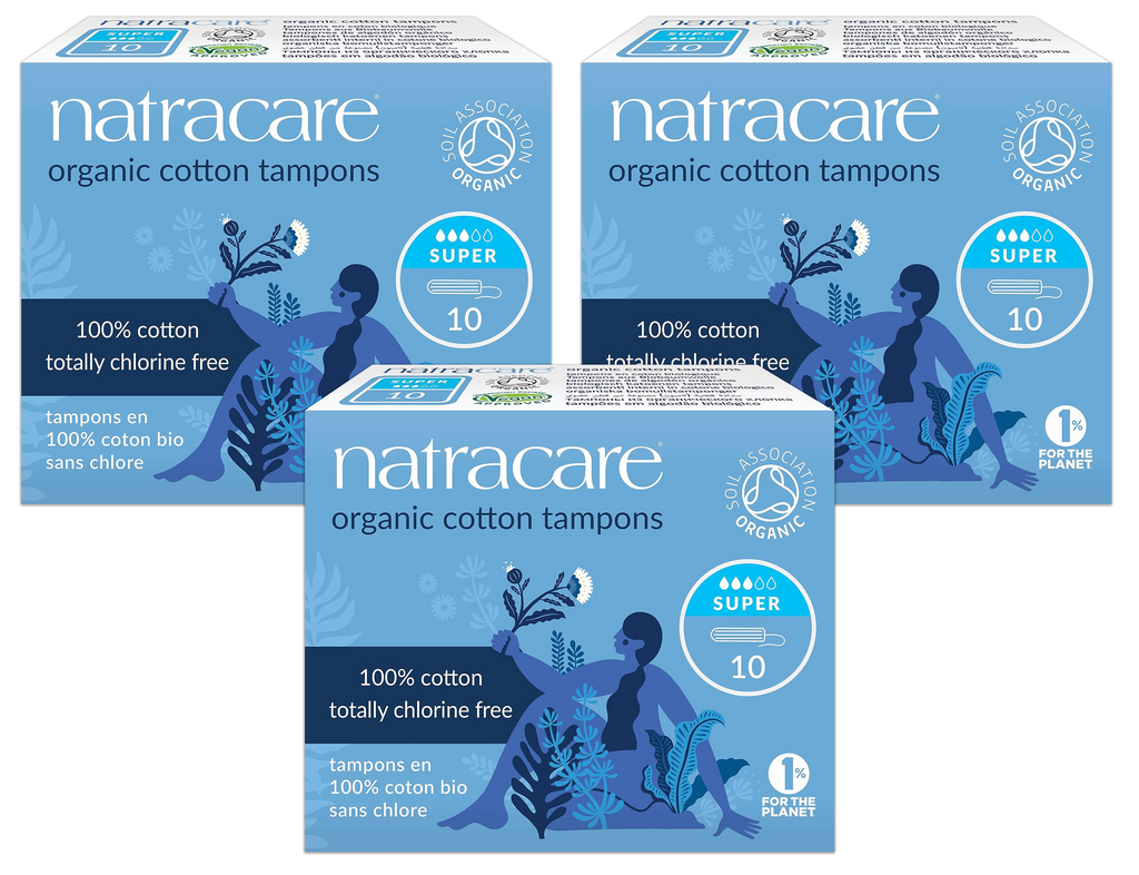 Super Non-Applicator Organic Cotton Tampons (10 Count) - 3 Pack